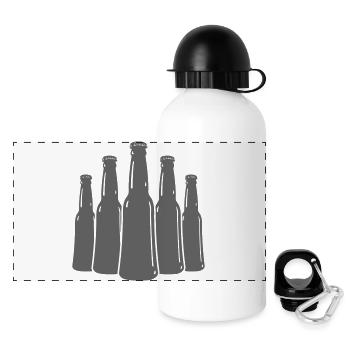 Bierflaschen Silhouetten Reihe - Panorama Trinkflasche mit Deckel 500 ml - Weiß - Vorne