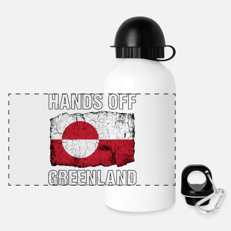 Hands Off Greenland Distressed Flag Design - Panoramic Thermal Bottle with Lid 500 ml - white