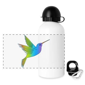 Oiseau arc-en-ciel - Gourde panoramique avec couvercle 500 ml - blanc - Devant