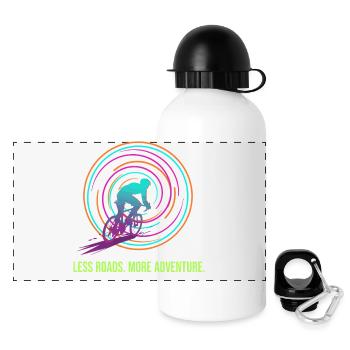 Cycling Adventure: Neon Spiral - Panoramic Thermal Bottle with Lid 500 ml - white - Front