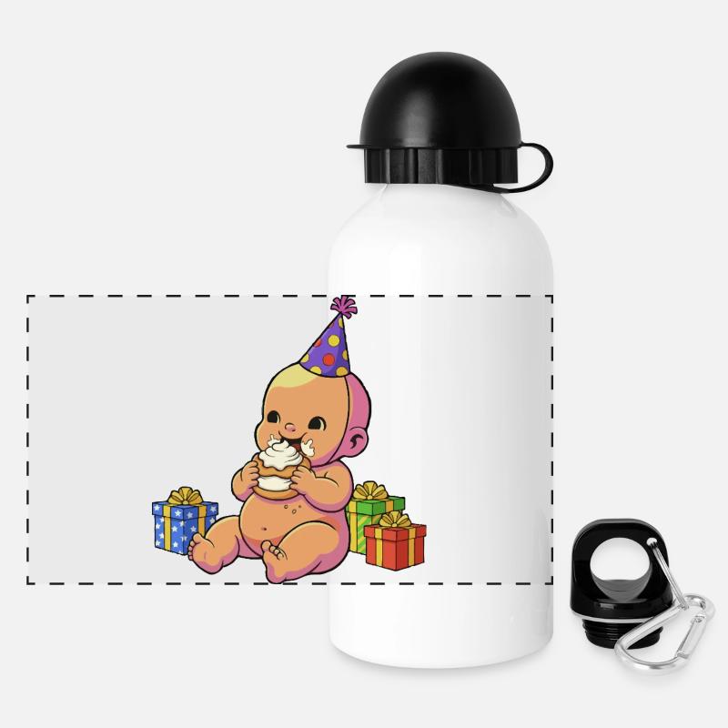 Bébé Cupcake d’anniversaire - Gourde panoramique avec couvercle 500 ml - blanc