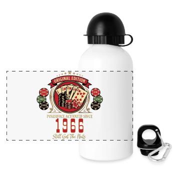 Anniversaire du poker 1966, chemise de poker drôle - Gourde panoramique avec couvercle 500 ml - blanc - Devant