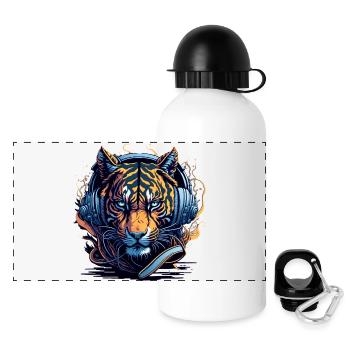DJ  Kopfhörern Neonflair - Panorama Trinkflasche mit Deckel 500 ml - Weiß - Vorne