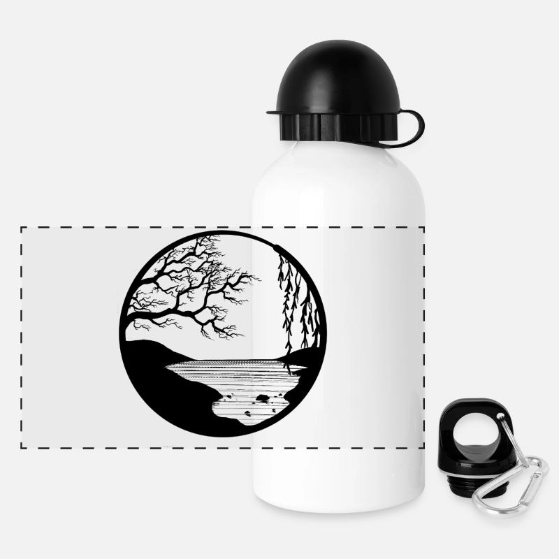 Seeblick - Panorama Trinkflasche mit Deckel 500 ml - Weiß
