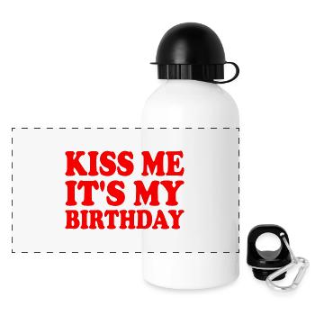 kiss me it's my birthday - Gourde panoramique avec couvercle 500 ml - blanc - Devant