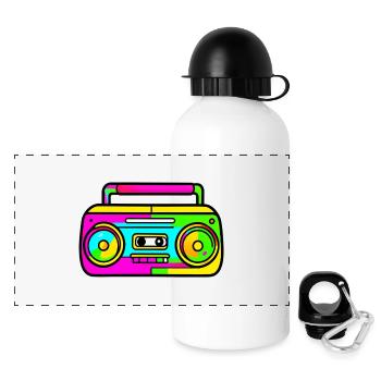 Neon Boombox Retro Pop Art - Panorama Trinkflasche mit Deckel 500 ml - Weiß - Vorne