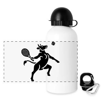 Cow Tennis Tennis Ball Balancing Horn Silhouette - Panoramic Thermal Bottle with Lid 500 ml - white - Front