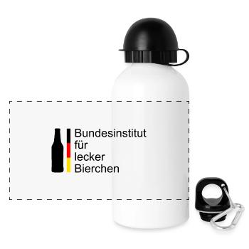 Bundesinstitut für Lecker Bierchen - Panorama Trinkflasche mit Deckel 500 ml - Weiß - Vorne