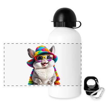 Chinchilla - Panorama Trinkflasche mit Deckel 500 ml - Weiß - Vorne