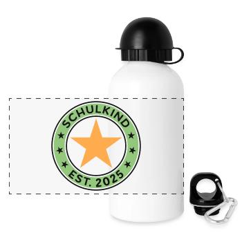 Schulkind 2025 Einschulung Schulanfang - Panorama Trinkflasche mit Deckel 500 ml - Weiß - Vorne