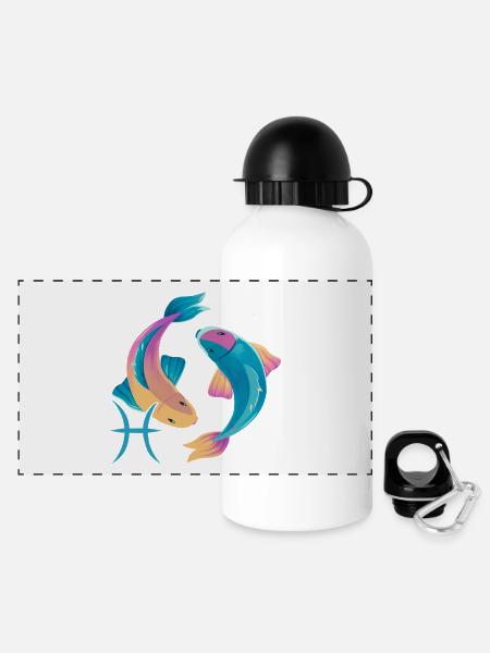 Zodiac sign Pisces - Panoramic Thermal Bottle with Lid 500 ml - white