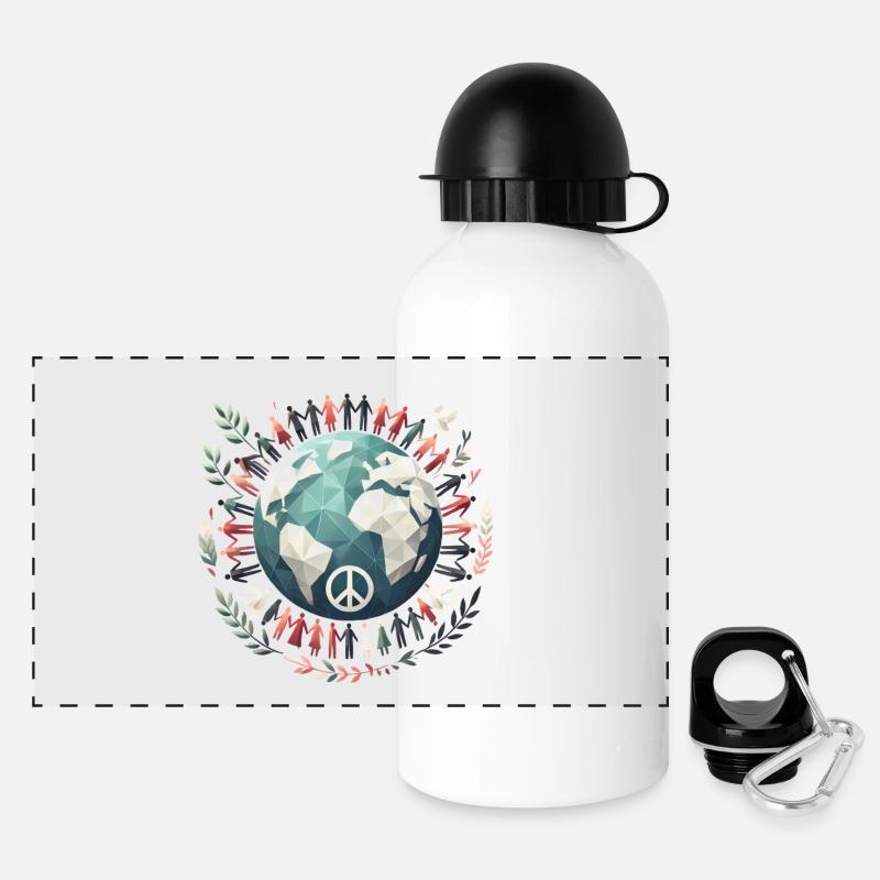 World Peace Globe Circle Doves - Panoramic Thermal Bottle with Lid 500 ml - white