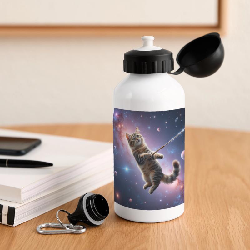 Chat dans l’espace Gourde panoramique avec couvercle 500 ml