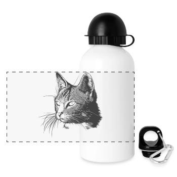 Chat - Gourde panoramique avec couvercle 500 ml - blanc - Devant