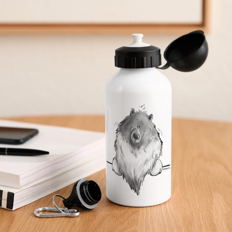 Lustiger Wolfsspitz I Comic Hund Geschenk Panorama Trinkflasche mit Deckel 500 ml