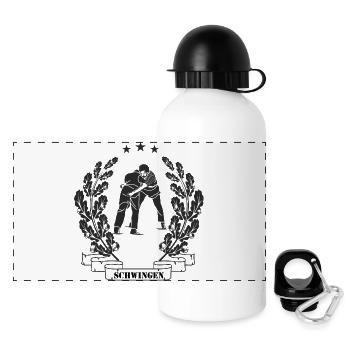 Passion Schwingen Schwingerkönig Schwingfest - Panorama Trinkflasche mit Deckel 500 ml - Weiß - Vorne