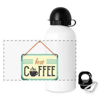 best coffee café icon coffee sign icon logo - Panoramic Thermal Bottle with Lid 500 ml - white - Front