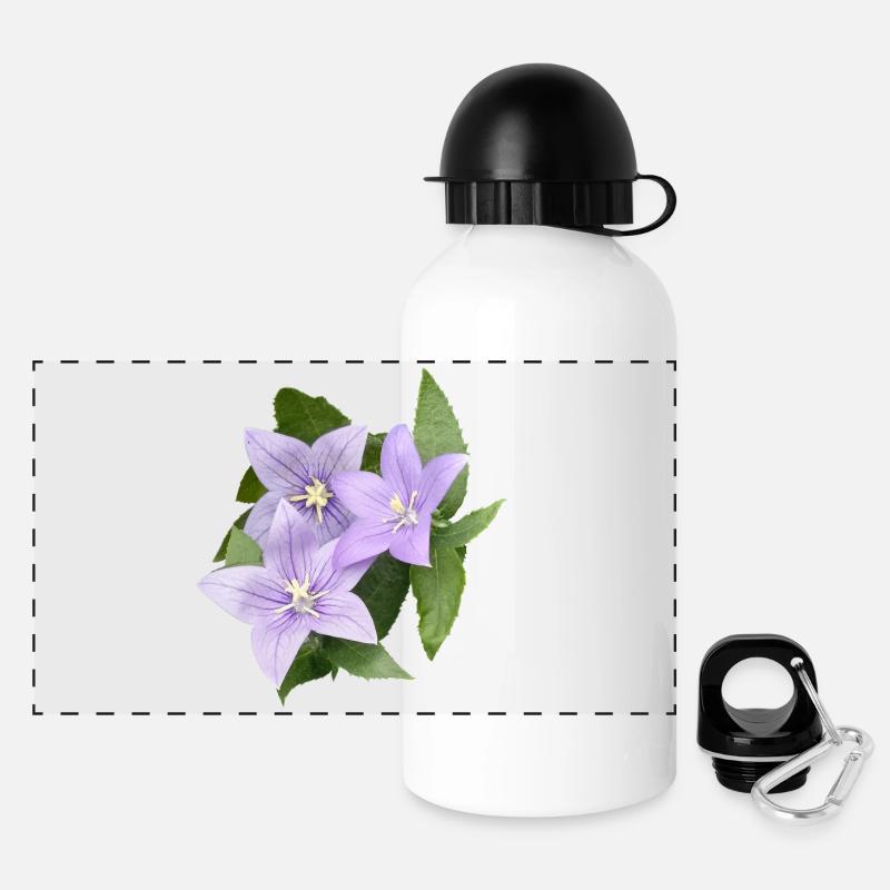 PURPLE BALLOON FLOWER - Panoramic Thermal Bottle with Lid 500 ml - white