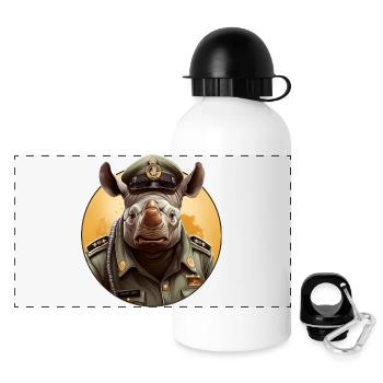 Police des rhinocéros - Gourde panoramique avec couvercle 500 ml - blanc - Devant