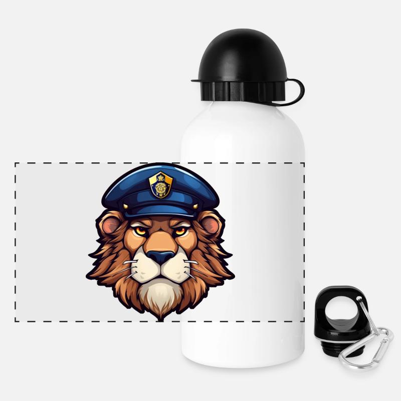 Lion Policeman - Panoramic Thermal Bottle with Lid 500 ml - white
