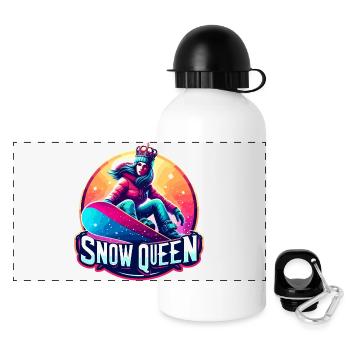 Schneekönigin Winter Snowboard Königin Design - Panorama Trinkflasche mit Deckel 500 ml - Weiß - Vorne