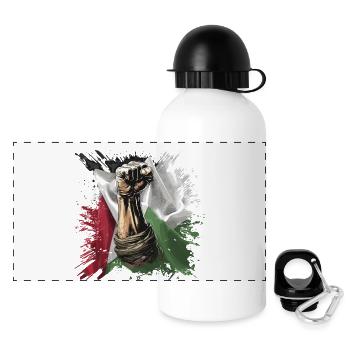 free palestine fist flag gaza - Panoramic Thermal Bottle with Lid 500 ml - white - Front
