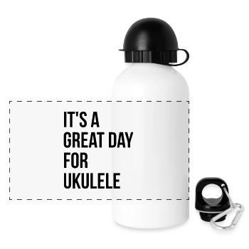 Ukulele - Panorama Trinkflasche mit Deckel 500 ml - Weiß - Vorne