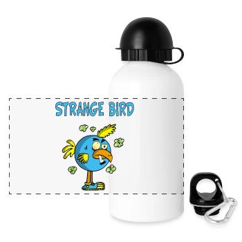 Seltsamer blauer Vogel - Panorama Trinkflasche mit Deckel 500 ml - Weiß - Vorne