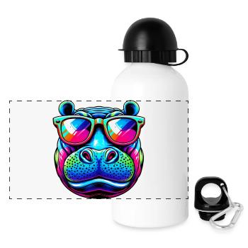Hippopotame - Gourde panoramique avec couvercle 500 ml - blanc - Devant