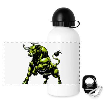 Stier - Panorama Trinkflasche mit Deckel 500 ml - Weiß - Vorne