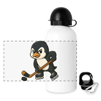 Cooler Pinguin Eishockey Spieler Eishockey - Panorama Trinkflasche mit Deckel 500 ml - Weiß - Vorne