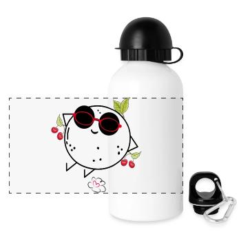 Comic mit Kirschen - Panorama Trinkflasche mit Deckel 500 ml - Weiß - Vorne