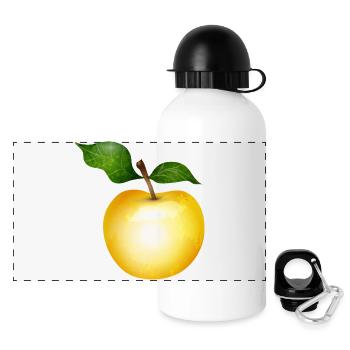 Pomme dorée avec illustration de feuilles vertes - Gourde panoramique avec couvercle 500 ml - blanc - Devant