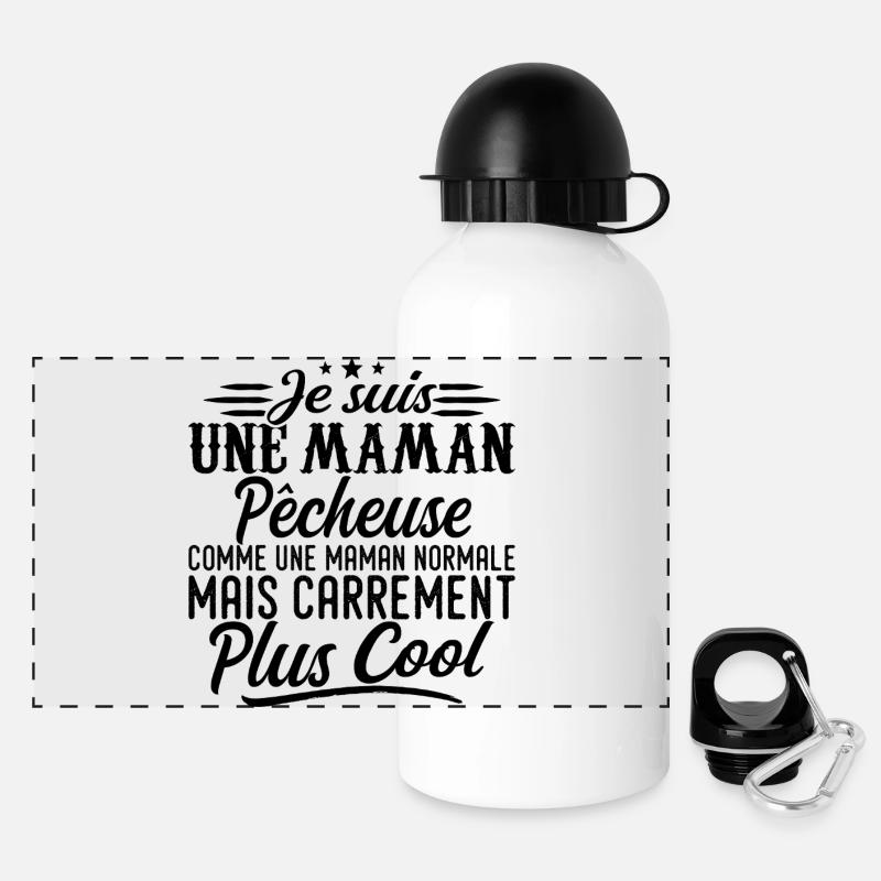 Fischer-Mutter: normal, aber cooler - Panorama Trinkflasche mit Deckel 500 ml - Weiß