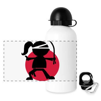 Urban Ninja Girl - Panoramic Thermal Bottle with Lid 500 ml - white - Front