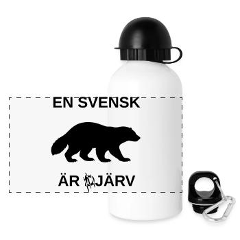 A Swede is järv (bold) (pun) (silhouette) 🇸🇪 - Panoramic Thermal Bottle with Lid 500 ml - white - Front