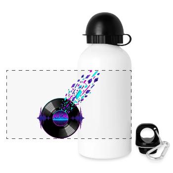 Retro Vinyl and Digital Skyline Design - Panoramic Thermal Bottle with Lid 500 ml - white - Front