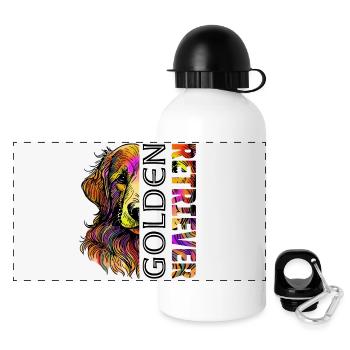 Golden Retriever - Panorama Trinkflasche mit Deckel 500 ml - Weiß - Vorne