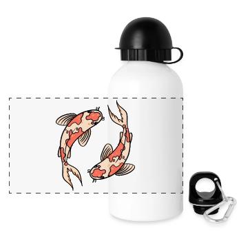 Koi Fish Circle - Zen Japanese Design - Panoramic Thermal Bottle with Lid 500 ml - white - Front