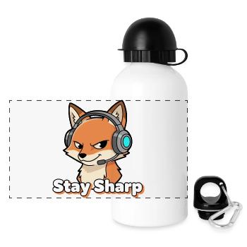 StaySharp Fuchs Headset - Panorama Trinkflasche mit Deckel 500 ml - Weiß - Vorne