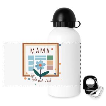 Mom Flower Greeting - Panoramic Thermal Bottle with Lid 500 ml - white - Front