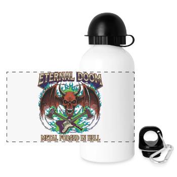 Eternal Doom Höllenmetall Artwork - Panorama Trinkflasche mit Deckel 500 ml - Weiß - Vorne
