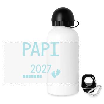 Papi en 2027 Cadeau Futur Grand-père - Gourde panoramique avec couvercle 500 ml - blanc - Devant