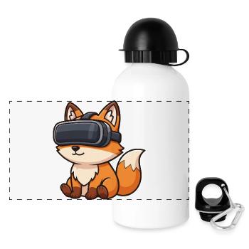 Süßes Eichhörnchen Gamer Cartoon Zocker - Panorama Trinkflasche mit Deckel 500 ml - Weiß - Vorne