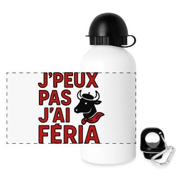 Ich kann nicht, Feria - Panorama Trinkflasche mit Deckel 500 ml - Weiß - Vorne