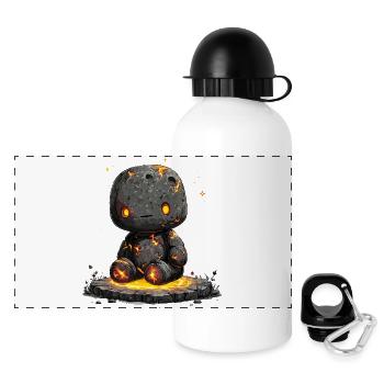 Motif de la figure en pierre de lave lumineuse - Gourde panoramique avec couvercle 500 ml - blanc - Devant