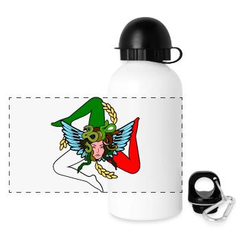 Sicily Trinacria - Panoramic Thermal Bottle with Lid 500 ml - white - Front