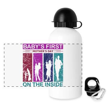 Premier t-shirt de la fête des mères du bébé décorateur d’intérieur - Gourde panoramique avec couvercle 500 ml - blanc - Devant
