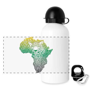 Africa-_continent_silhouette-_leopard_head_and_ - Panorama Trinkflasche mit Deckel 500 ml - Weiß - Vorne