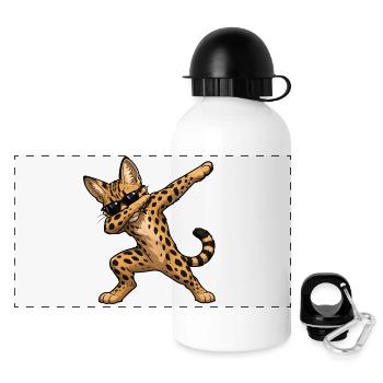 Dabbing Savannah Cat - Panoramic Thermal Bottle with Lid 500 ml - white - Front